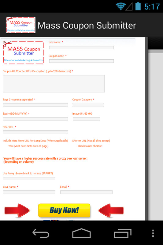 Home Free Android Apps Mass Coupon Submitter Android App