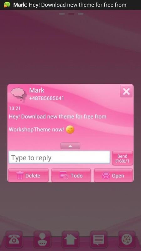 GO SMS pink style Free Android Theme download - Appraw